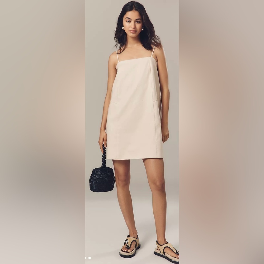 NWT ✨ Anthropologie Mare Mare Linen Blend Square-Neck A-Line Mini Dress - Picture 1 of 13
